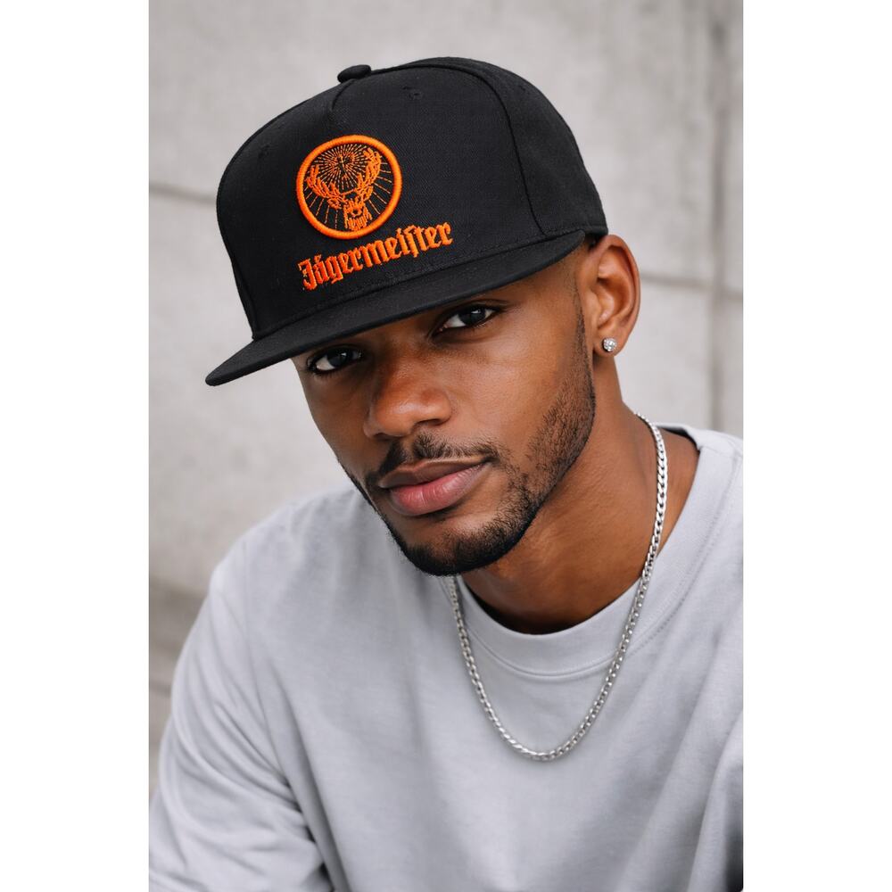 Jägermeister Snapback Hat Black Orange Stag Cap Streetwear Trucker Adjustable